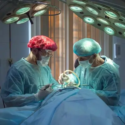 Operating theatre with surgical lights — general surgery